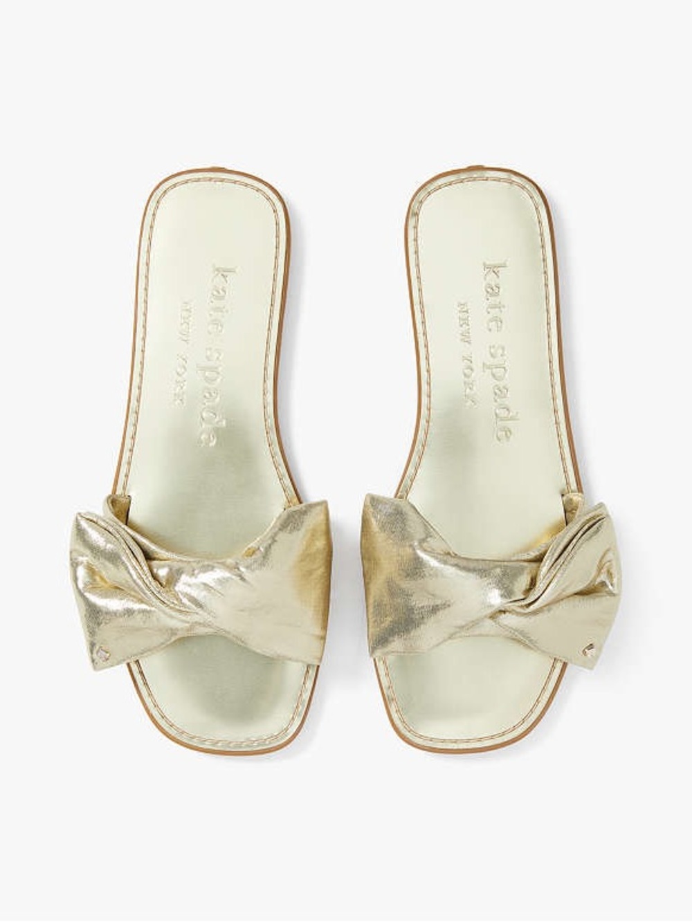 Kate Spade Metallic Gold Bikini Slide Sandals - Picture 3 of 14